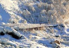 frozen walkway in niagara in winter