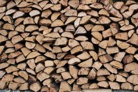 close-up of neatly stacked firewood