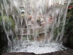 Beautiful Fast waterfall among the plants