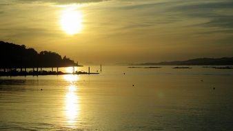 sunset on lake Geneva