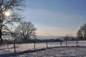 snowy mountains panorama landscape