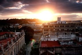 dawn over the city in cuba