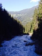 panorama of the river in the valley ötztal