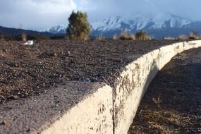 view from the path to the snowy mountain