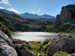 lake landscape on a sunny day