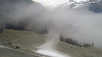 artificial snow on the mountain