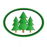 symbol with green evergreen trees