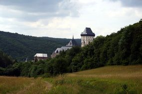 karlstejn is a gothic castle in the mountains