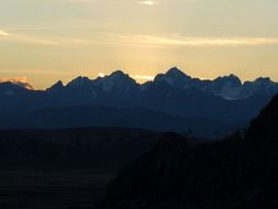 silhouette of mountains at sunset in peru