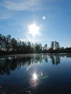 landscape of sun reflections in water