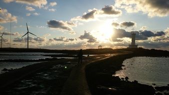 glow of sunset over the beach on jeju island