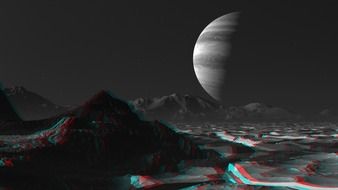 mountains and moon in the universe