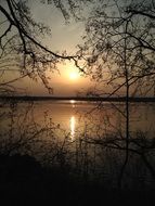 landscape of relaxing atmosphere on the river bank at the sunset