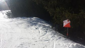 ski orienteering in alpine mountains scene