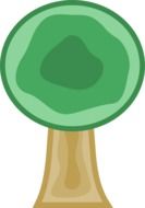 painted tree with a round crown on a white background