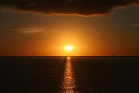 Ocean horizon at colorful shining sunset