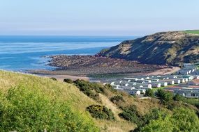 White houses seaview scenery horizon sea
