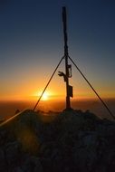 panorama of the sunrise from the alpine peak