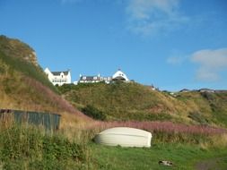 picturesque coast village on hill, landscape, scotland