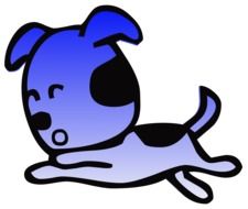 blue cartooned puppy