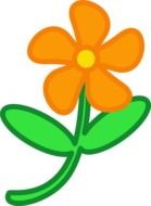 orange flower on a green stem as a graphic image