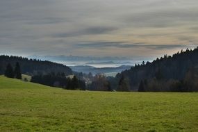 alpine autumn mountains dark sky view