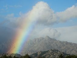 rainbow in high mountain