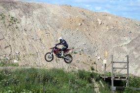 motocross on a mountain on a sunny day