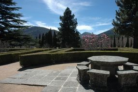 Landscape of Stone table in a garden