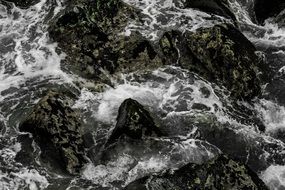 landscape view from the height of the stones in the river