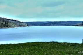 Beautiful blue lake in nature reserve