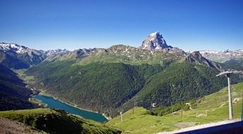 lake near the green mountains in france