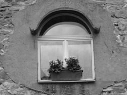 alone window black and white photo