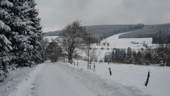 snowy winter road in germany