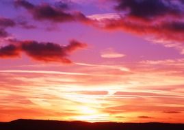 yellow red sky after sunset