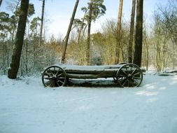 wood car snowy
