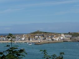 distant view of a coastal city in cornwall