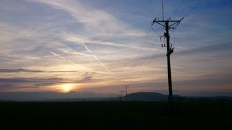 power lines in front of the city klodzko