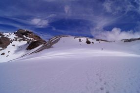 landscape of glacier on snowy mountain beneath blue sky