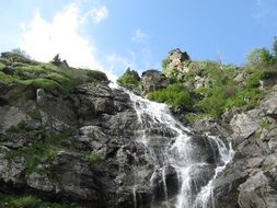 bottom view of the picturesque waterfall