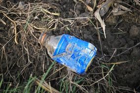 plastic garbage on the lawn