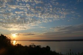 sunset by the river Volga