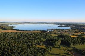Landscape of reservoir pond on a sunny day