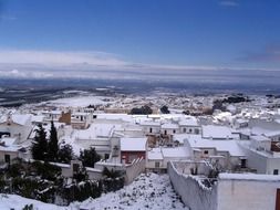 Snowy landscape in the city