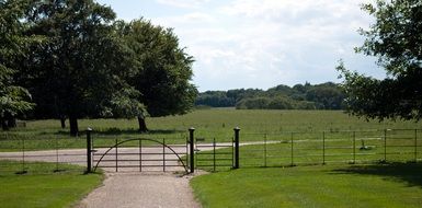 field wrought iron gate in the countryside