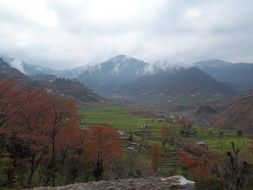 clouds above himalayan mountains at fall, india