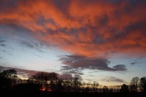 dramatic red clouds