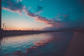 beautiful sunset over the waterfront