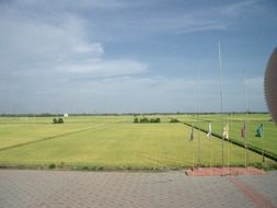 green field in the countryside