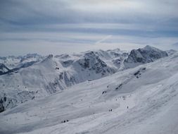 panorama of a ski area in the mountains